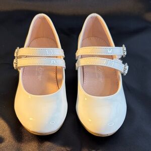 Self Esteem white Dress Shoes with rhinestone Velcro straps!